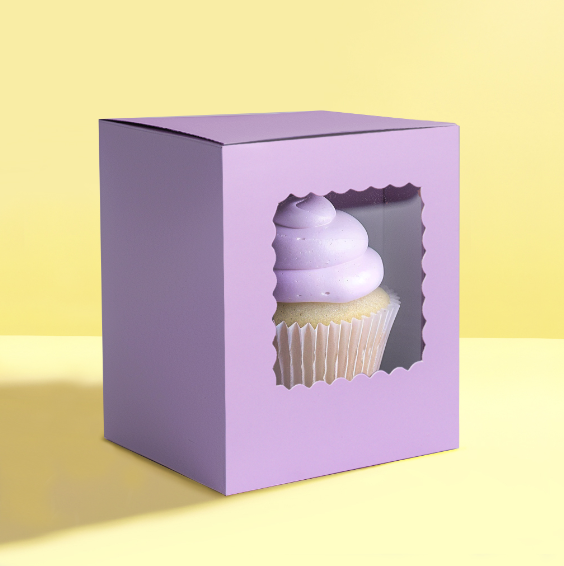 Scalloped Single Cupcake Box Pack of 6 - Pastel Lilac