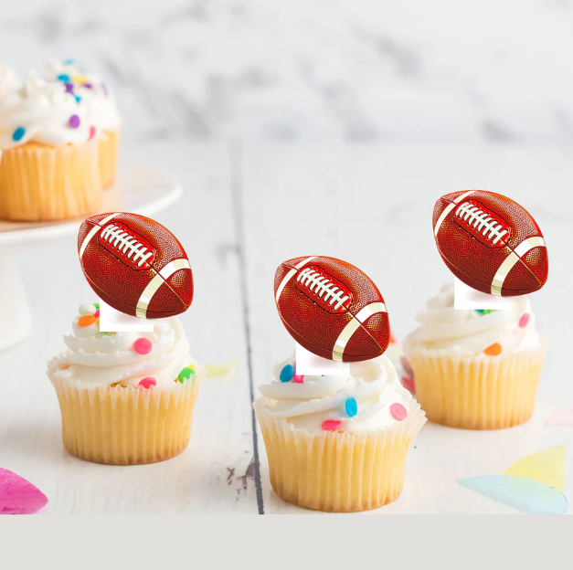 Rugby Balls Edible Stand-Up Wafer Card Cupcake Toppers - 12 Pack