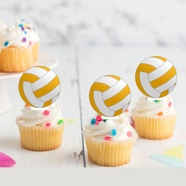 Netballs Edible Stand-Up Wafer Card Cupcake Toppers - 12 Pack