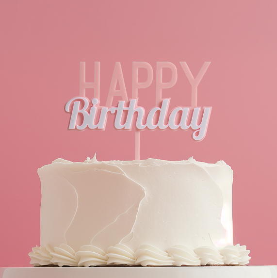 Milkshake Happy Birthday Cake Topper - Strawberry