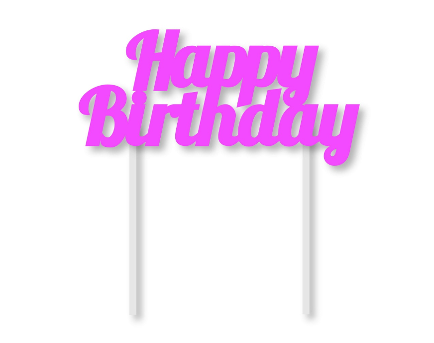 Cake Topper Happy Birthday - Pink