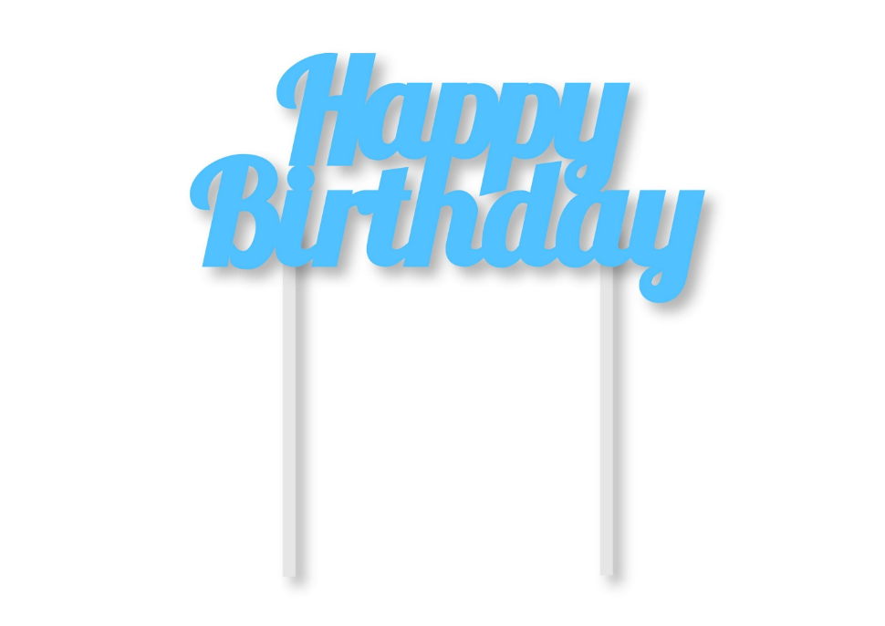 Cake Topper Happy Birthday - Blue