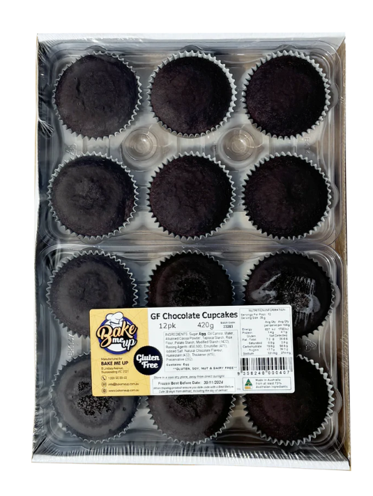 Bake Me Up Frozen Cupcake Gluten Free Chocolate Pack of 12