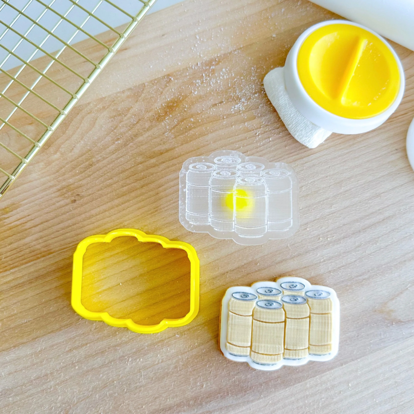 Custom Cookie Cutters Mini Can 6 Pack Cutter and Debosser