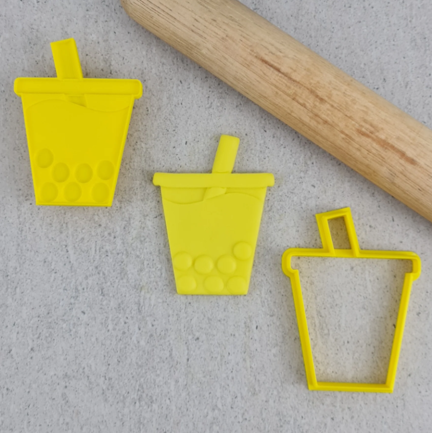 Custom Cookie Cutters Bubble Tea Cutter & Embosser Set