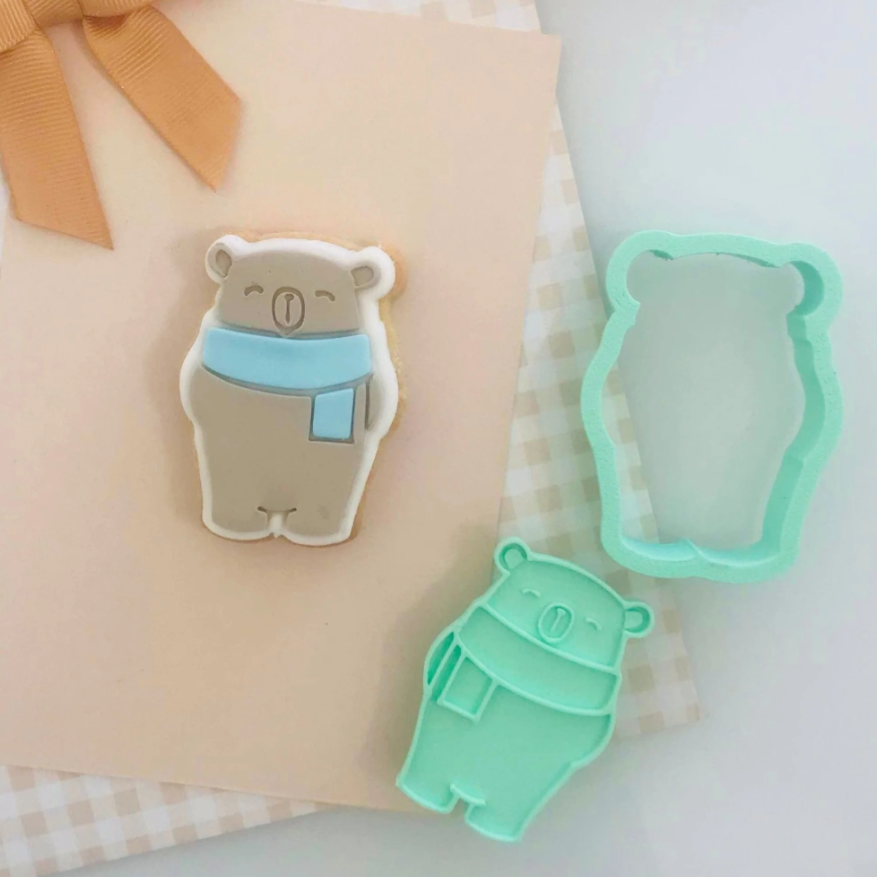 Bento Minis Cutter and Embosser Sets - Papa Bear - Scarf Bear (SweetP Cutters)