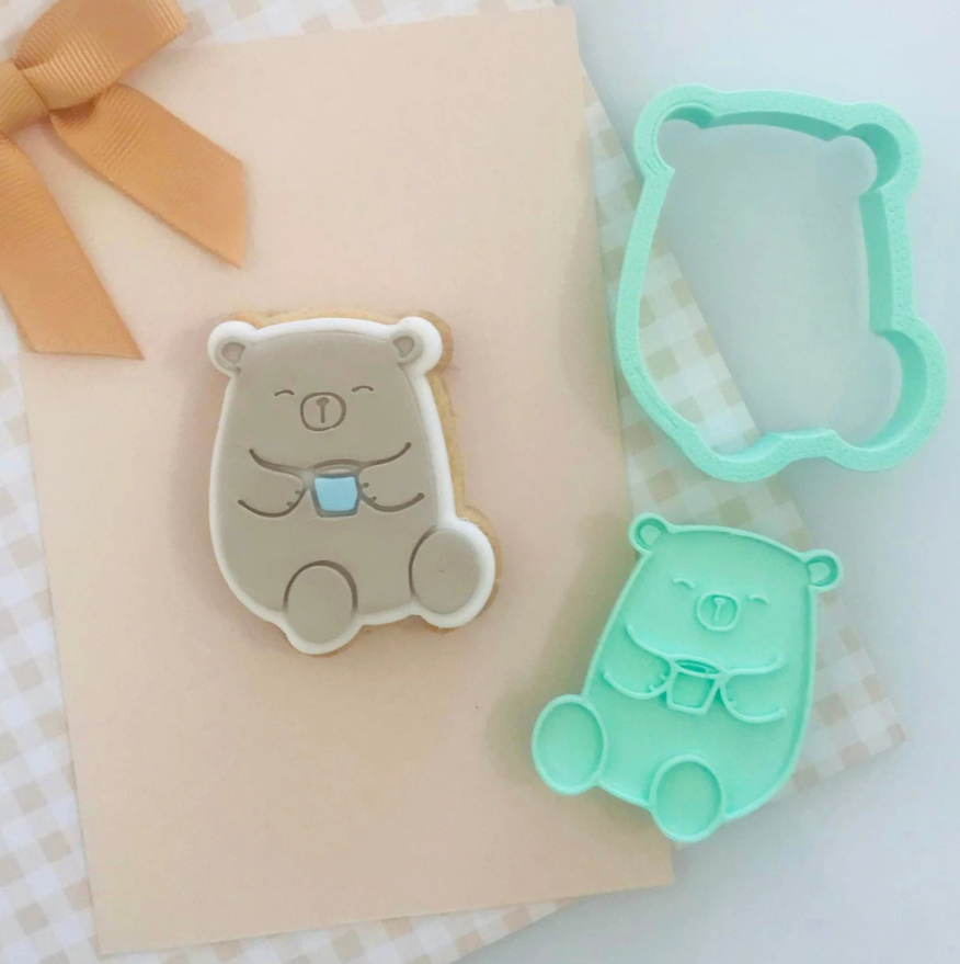 Bento Minis Cutter and Embosser Sets - Papa Bear - Coffee Bear (SweetP Cutters)