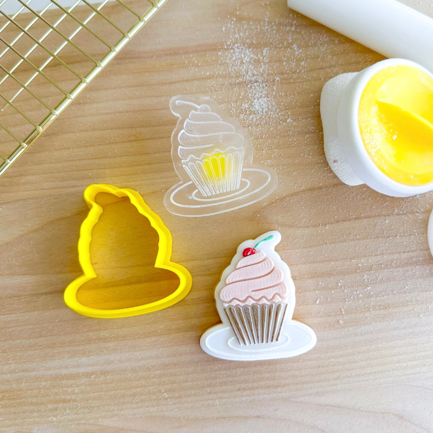 Custom Cookie Cutters Mini Cupcake Cutter and Debosser Set