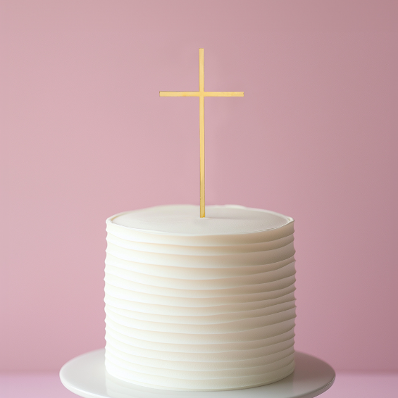 Gold Metal Cake Topper - Fine Cross