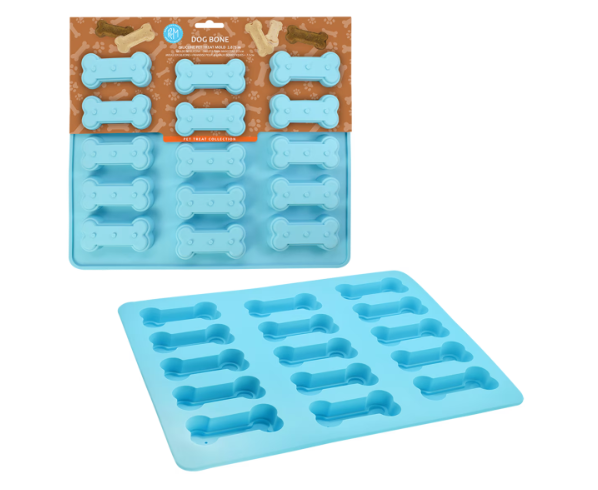 R&M Silicone 15 Cup Dog Bone Mould - Blue