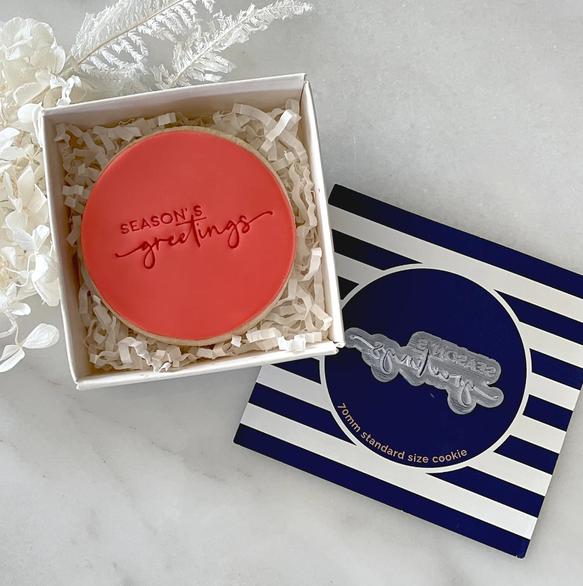 Custom Cookie Cutters Seasons Greetings Tiny Text Stamp  (Little Biskut)