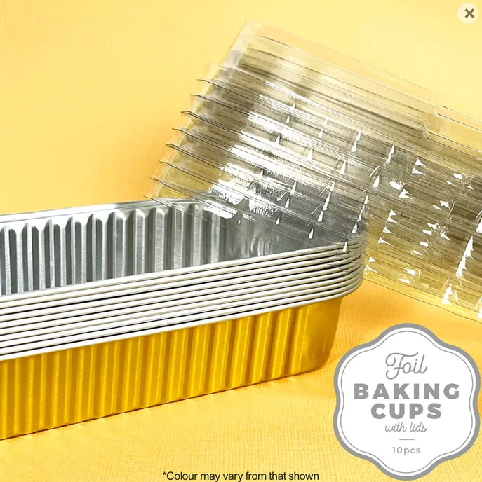 Foil Baking Cups with Lid Rectangle Gold 10 Pack