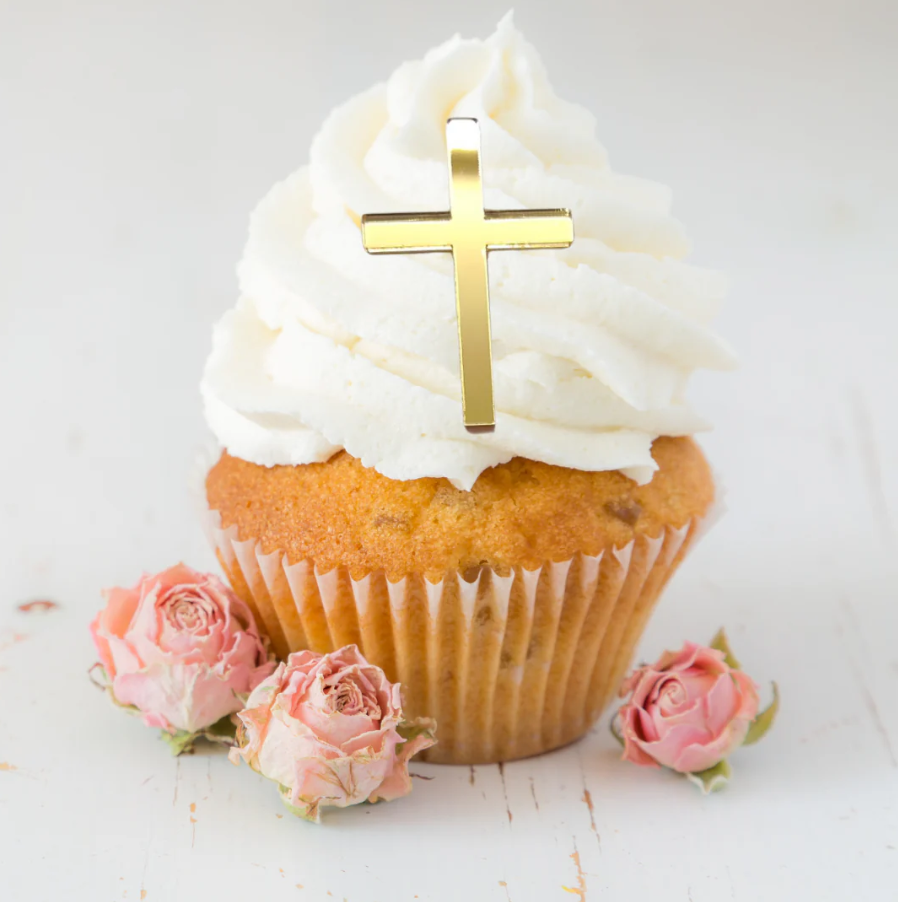 Etched Cupcake Plaques - Mini Crosses Pack of 10