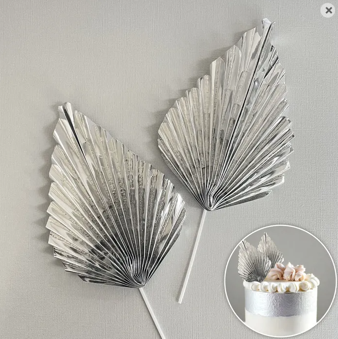 Deco Fan Topper 2pc Set - Metallic Silver