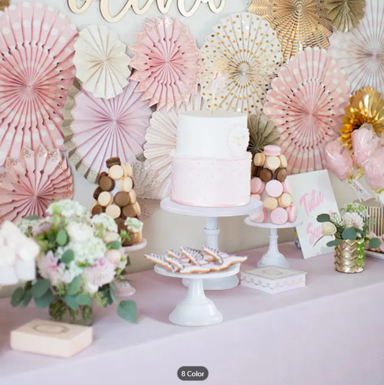 12" Nordic Style High Frame Metal Cake Stand - White