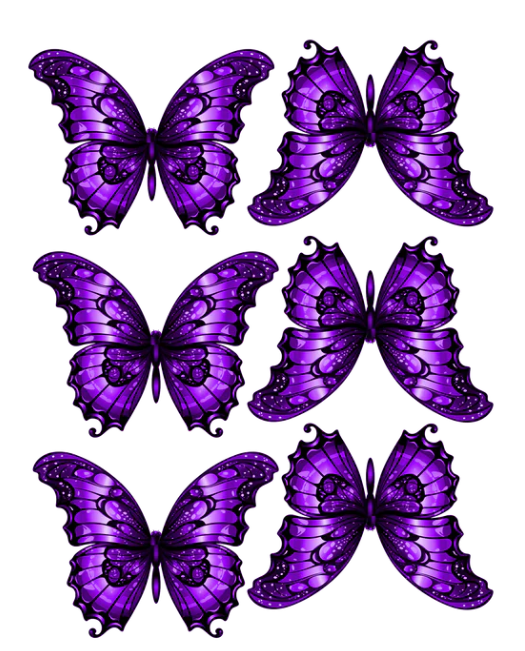 Deep Purple Pre-cut Edible Wafer Butterflies