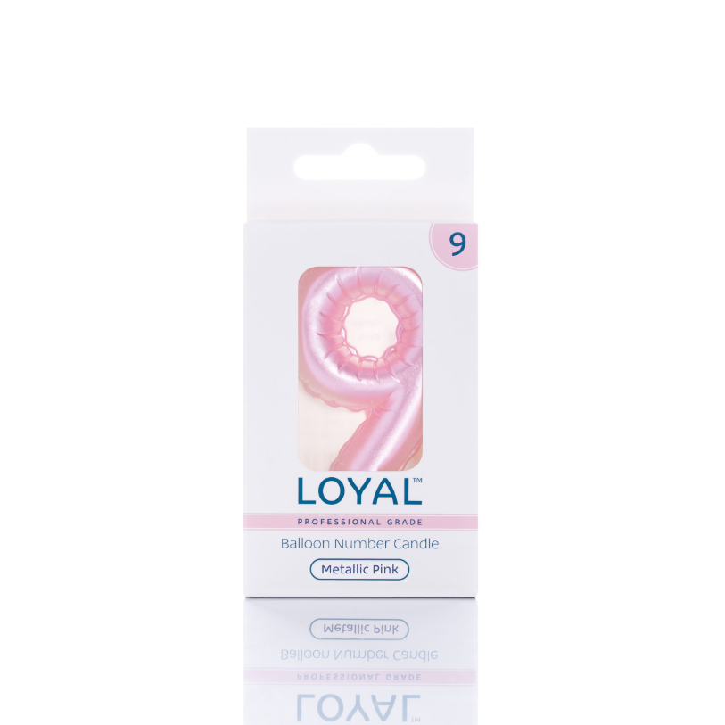 Number Candle Balloon No.9 Metallic Pink