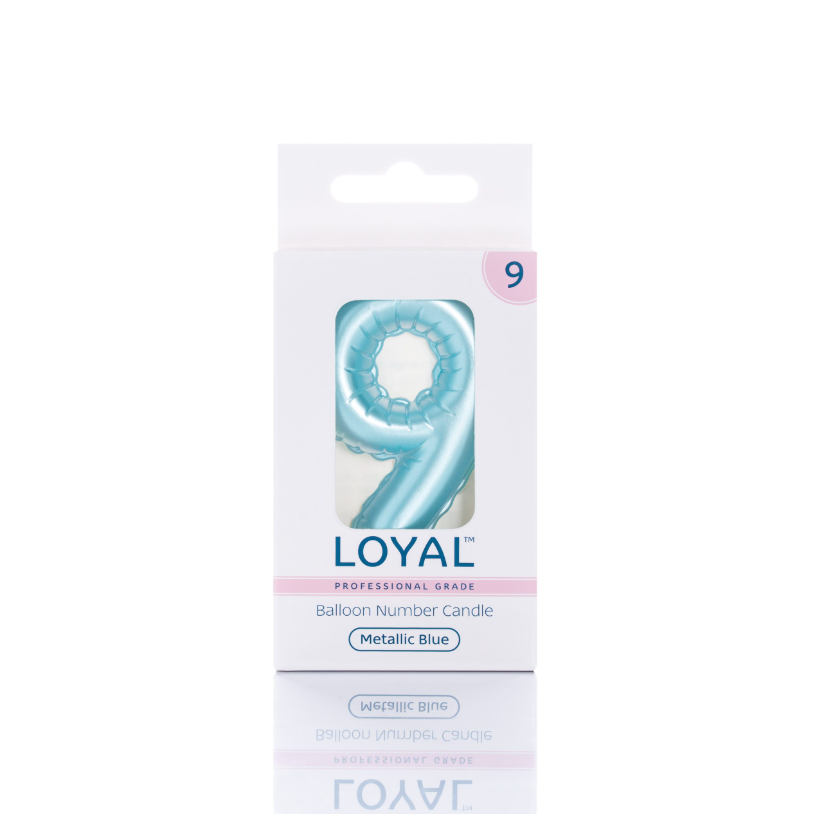 Number Candle Balloon No.9 Metallic Blue