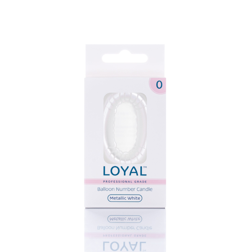 Number Candle Balloon No.0 Metallic White