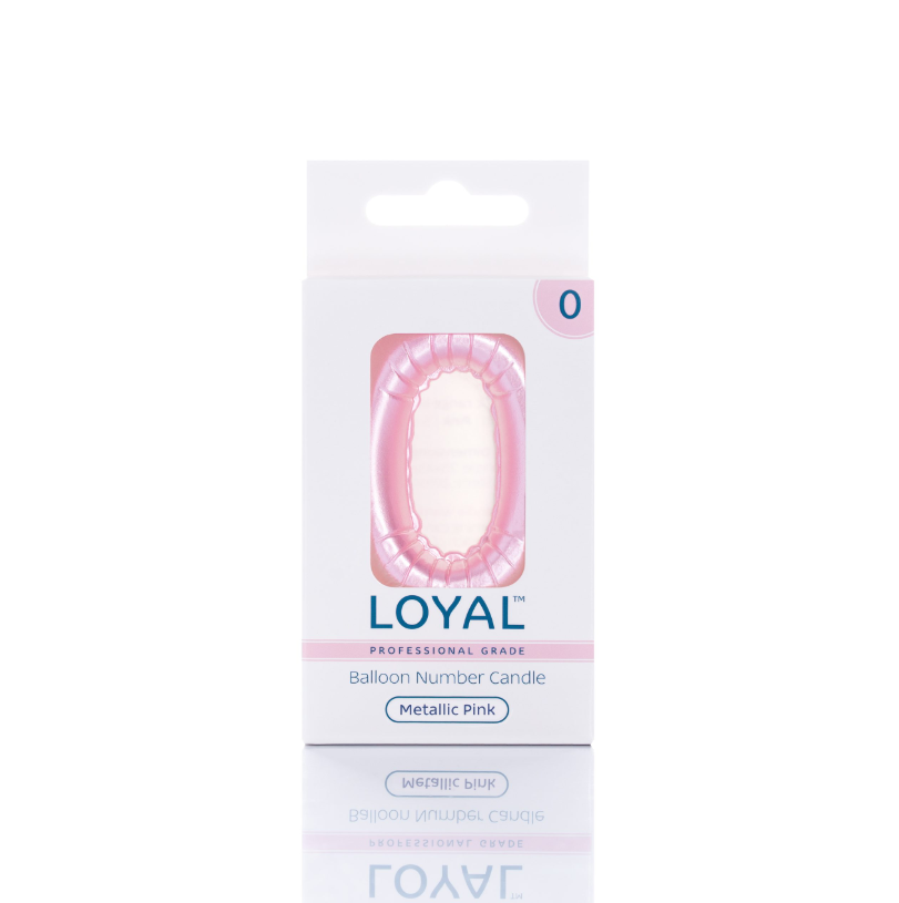 Number Candle Balloon No.0 Metallic Pink