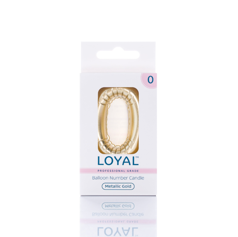 Number Candle Balloon No.0 Metallic Gold