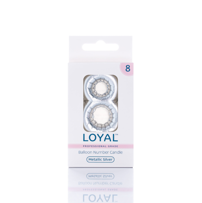 Number Candle Balloon No.8 Metallic Silver