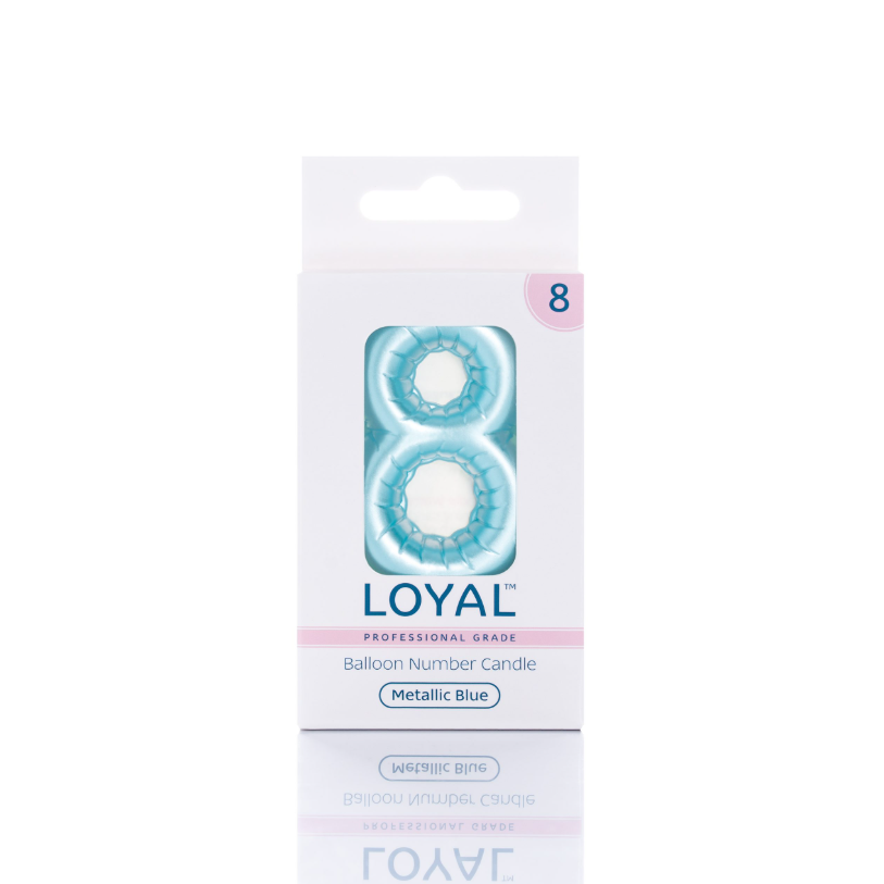 Number Candle Balloon No.8 Metallic Blue