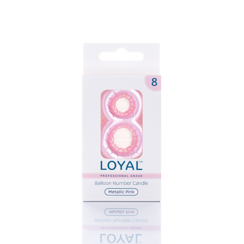 Number Candle Balloon No.8 Metallic Pink