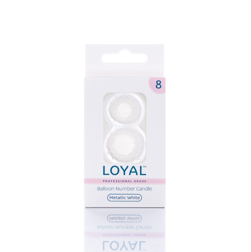 Number Candle Balloon No.8 Metallic White