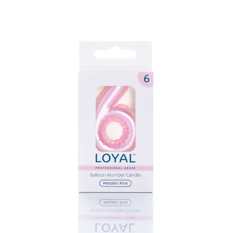 Number Candle Balloon No.6 Metallic Pink