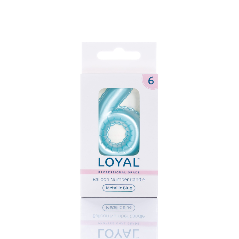 Number Candle Balloon No.6 Metallic Blue