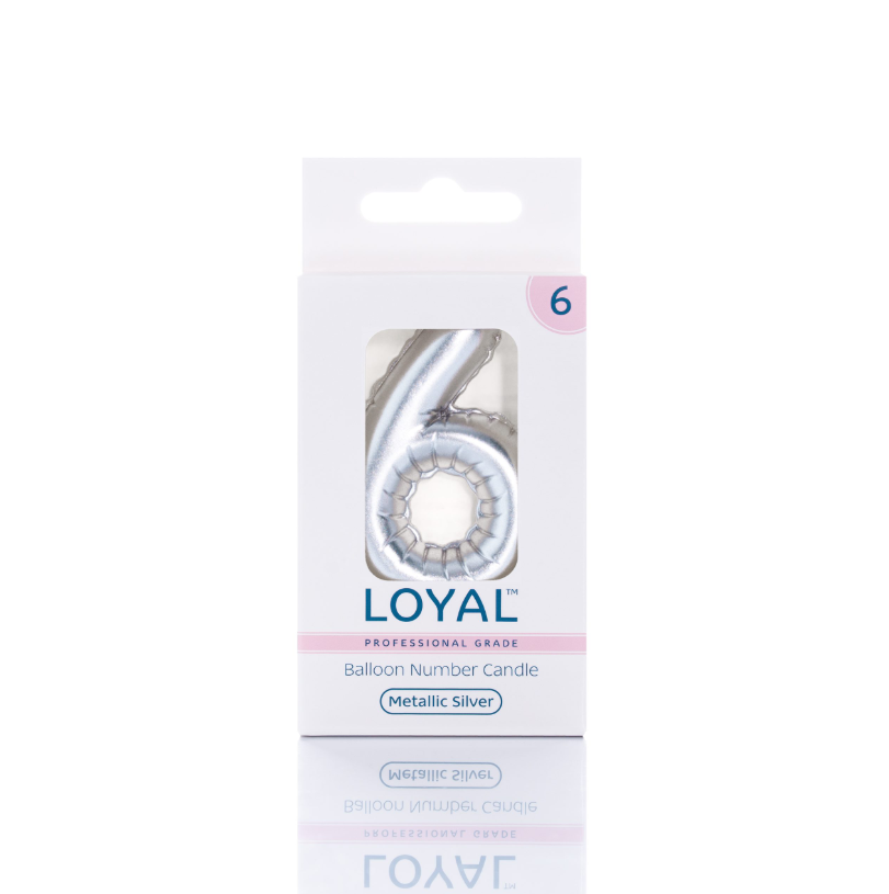 Number Candle Balloon No.6 Metallic Silver