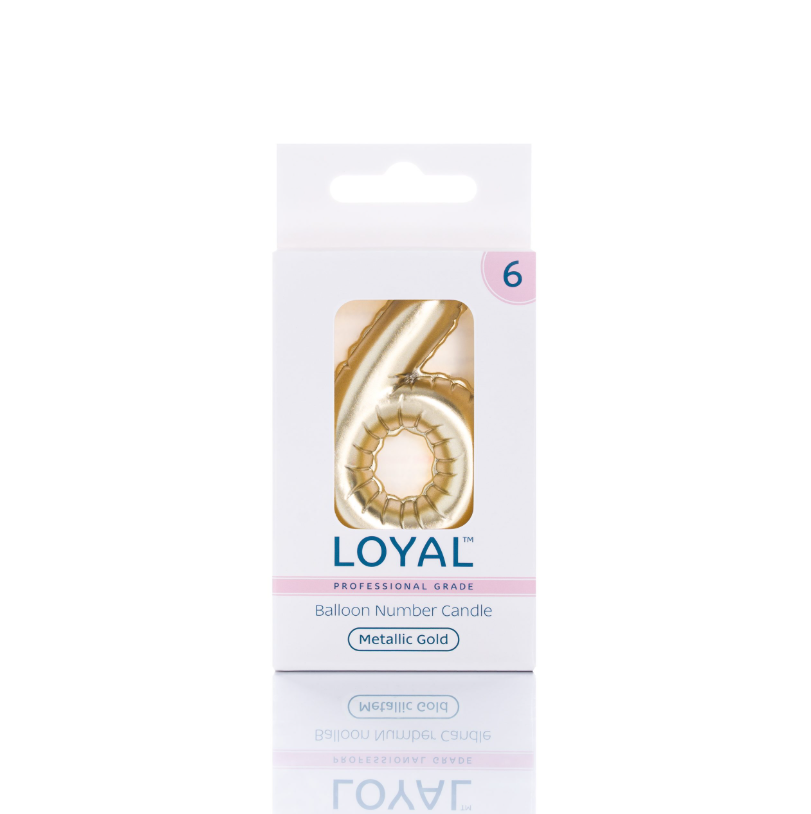 Number Candle Balloon No.6 Metallic Gold