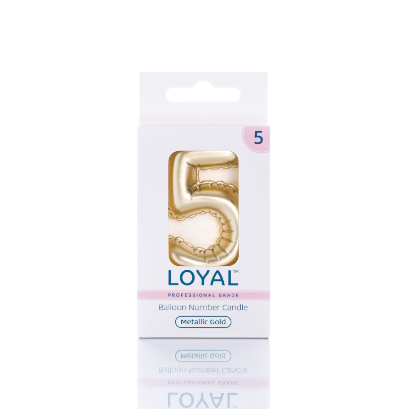 Number Candle Balloon No.5 Metallic Gold