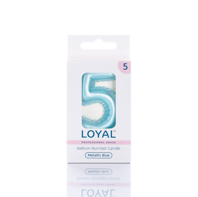 Number Candle Balloon No.5 Metallic Blue