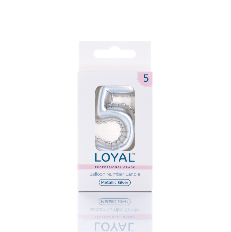 Number Candle Balloon No.5 Metallic Silver