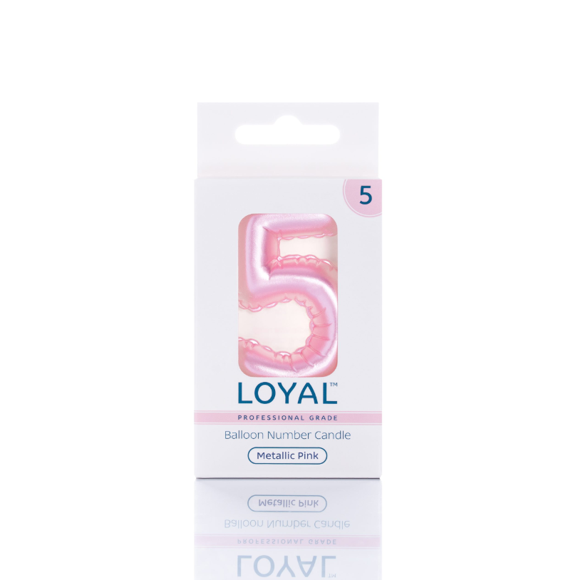 Number Candle Balloon No.5 Metallic Pink