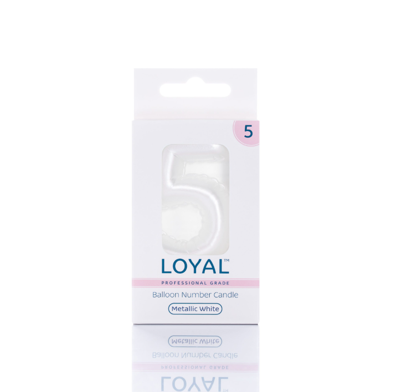 Number Candle Balloon No.5 Metallic White