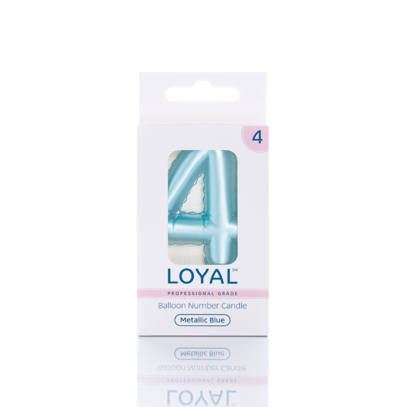 Number Candle Balloon No.4 Metallic Blue