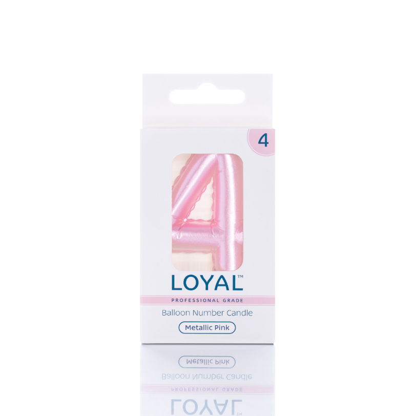 Number Candle Balloon No.4 Metallic Pink