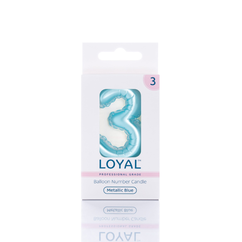Number Candle Balloon No.3 Metallic Blue