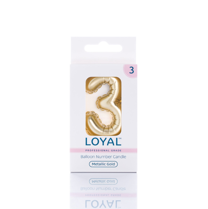 Number Candle Balloon No.3 Metallic Gold