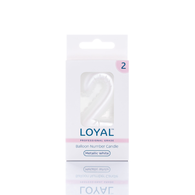 Number Candle Balloon No.2 Metallic White