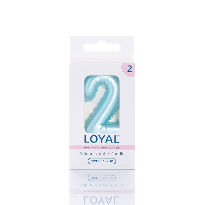 Number Candle Balloon No.2 Metallic Blue