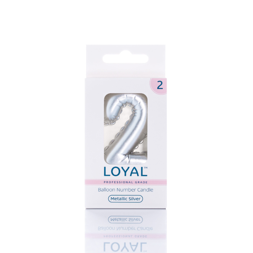 Number Candle Balloon No.2 Metallic Silver
