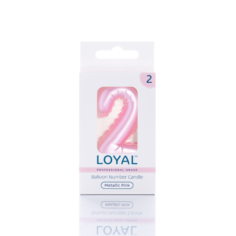 Number Candle Balloon No.2 Metallic Pink