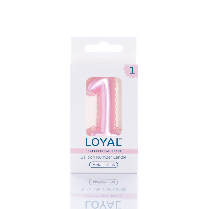 Number Candle Balloon No.1 Metallic Pink
