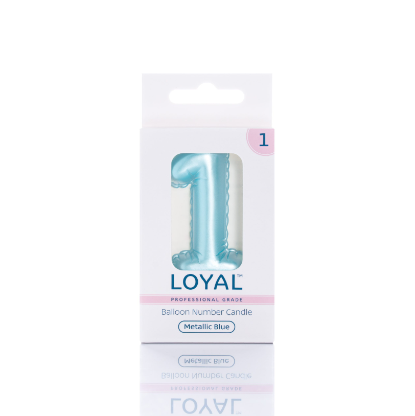 Number Candle Balloon No.1 Metallic Blue