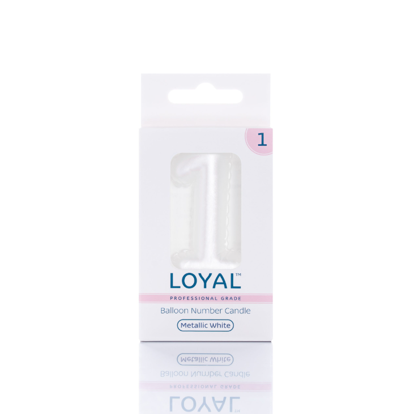 Number Candle Balloon No.1 Metallic White
