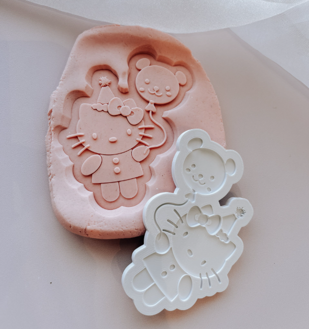 Boss Embossers - Hello Kitty Holding Balloon Stamp and Cutter